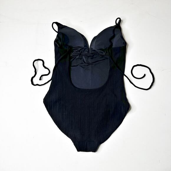 Onia Gloria Black Ribbed Textured One-Piece Swimsuit size Large - Picture 8 of 14